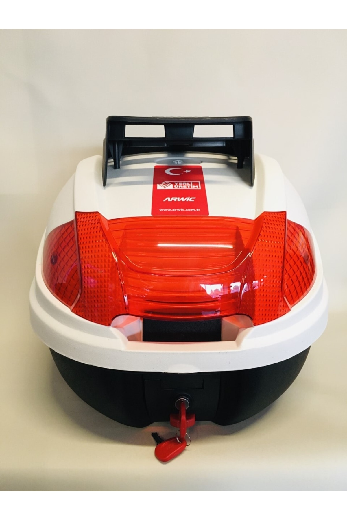 arwic Motorsiklet Arka Çanta 32 Litre Beyaz Sırt Dayamalı Üst Tabakalı Full Set